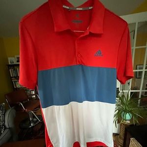 Adidas Golf Shirt, size Small, in red, white and blue